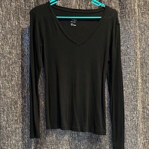 a new day Jet Black Long Sleeve V-Neck Top